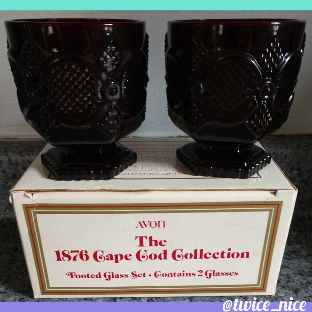 Avon Cape Cod Collection Footed Glass Set